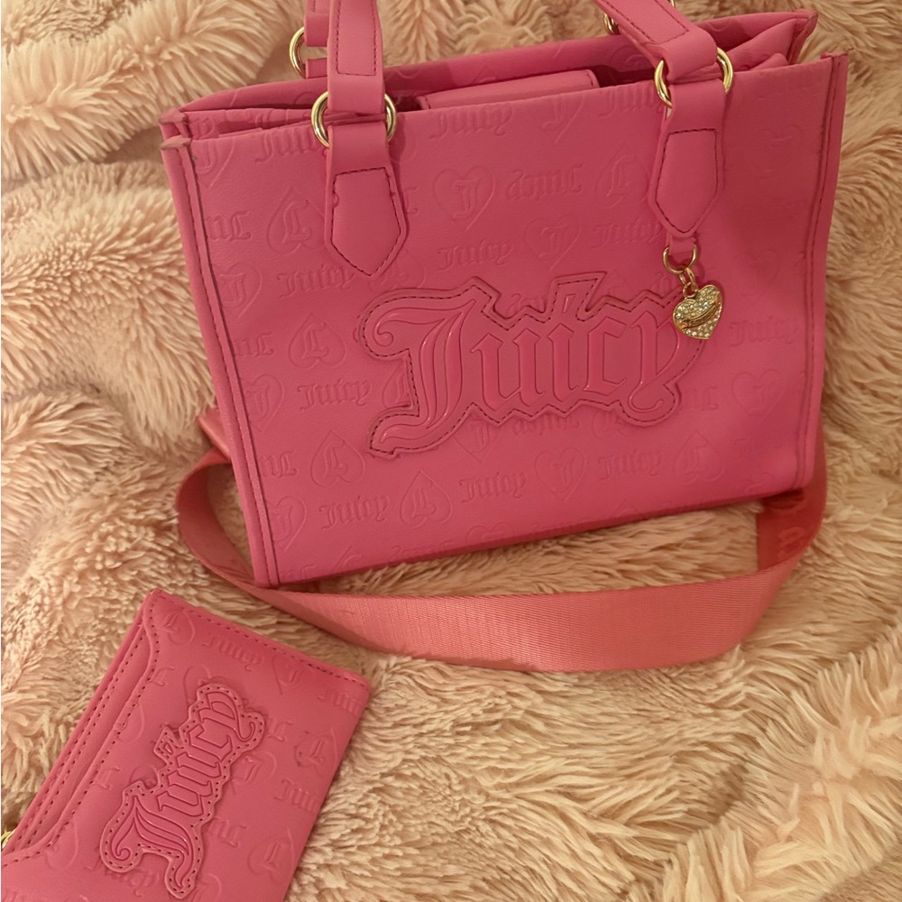 Juicy Couture Bold Pink Embossed Tote